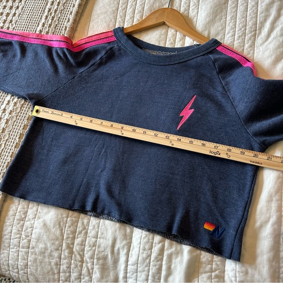 Aviator Nation Bolt Embroidery Classic Cropped Crew Sweatshirt. Size Small. - Picture 15 of 16